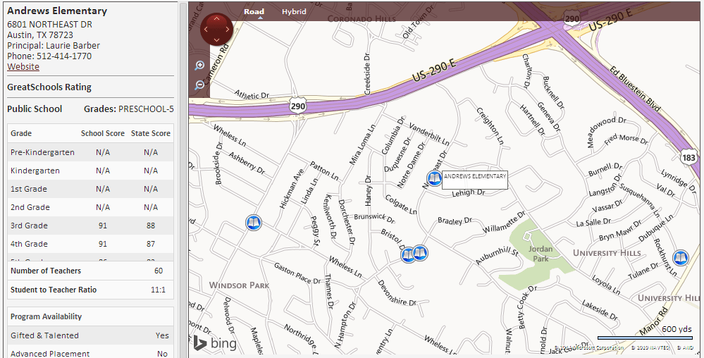 Homes near Andrews Elementary School in Austin texas